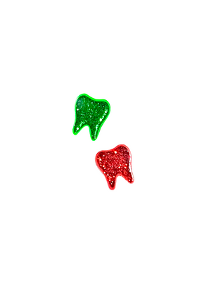 
            
                Load image into Gallery viewer, Red &amp;amp; Green Glitter Mini Tooth Pin Set
            
        