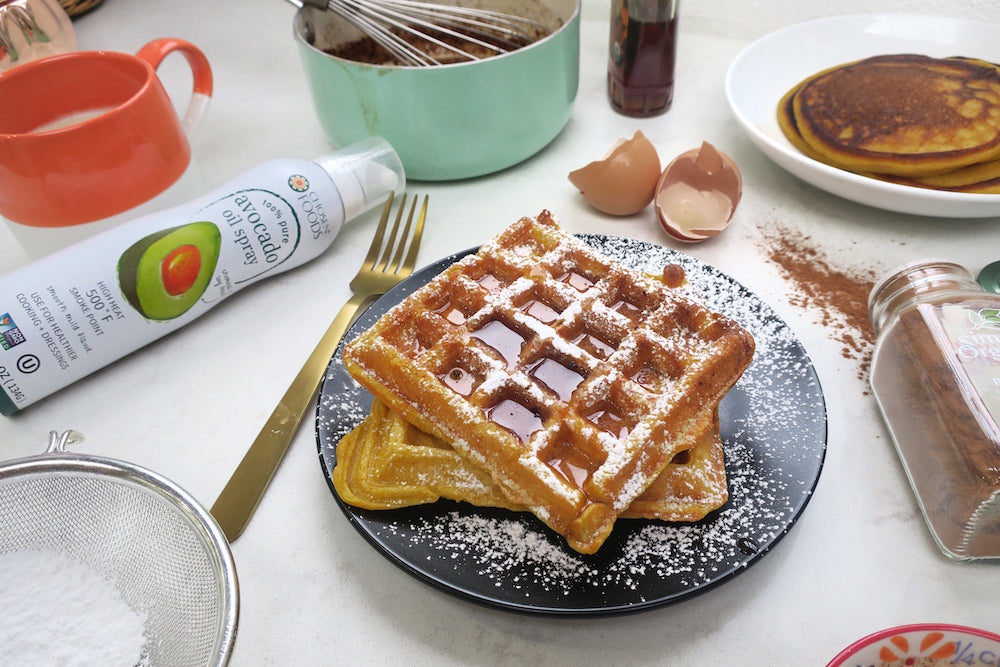 Pumpkin Waffles with Pumpkin Spice Syrup