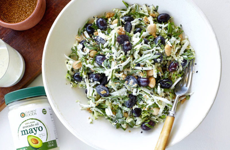 Napa Cabbage and Black Grape Spinach Slaw