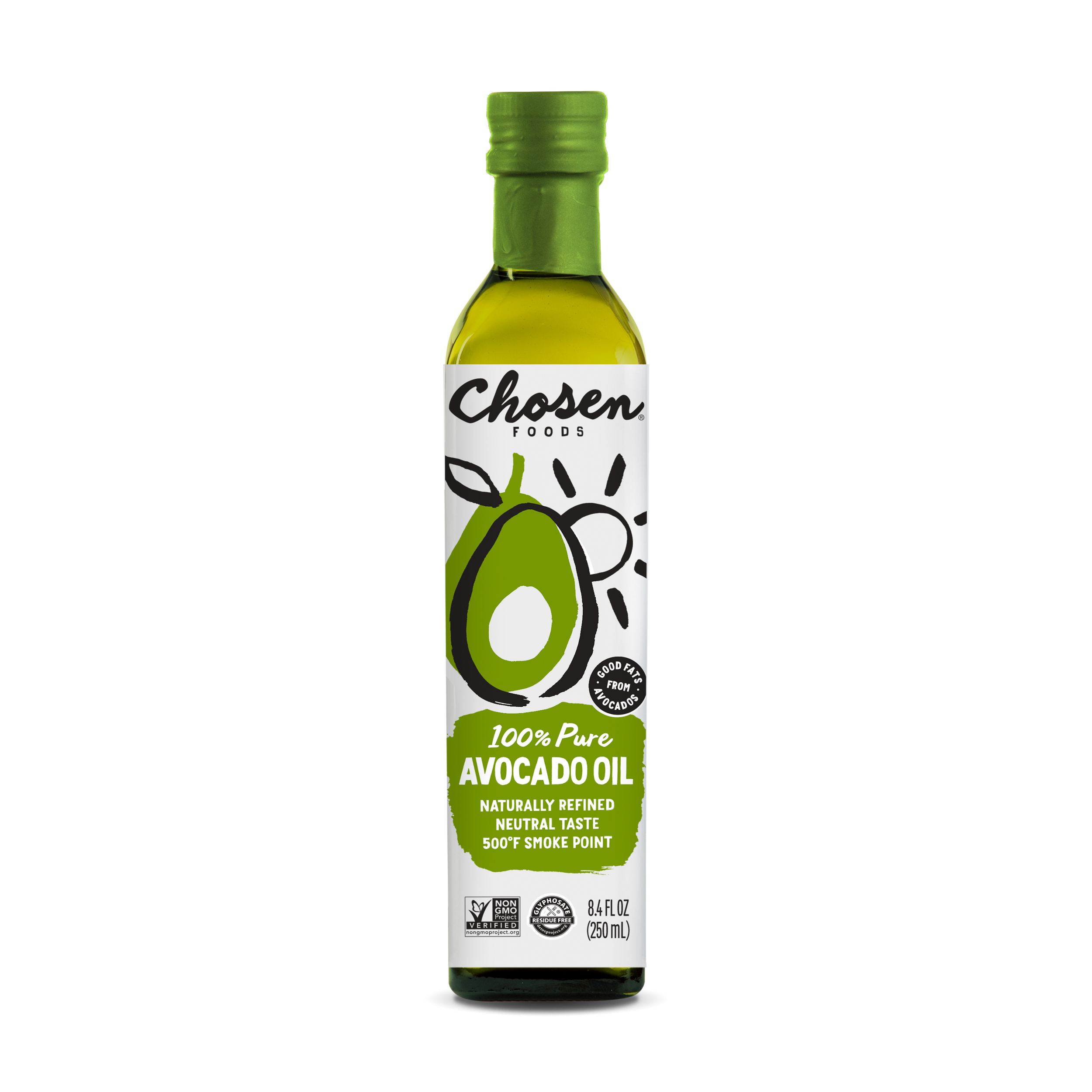 100% Pure Avocado Oil 250ml Glass Bottle
