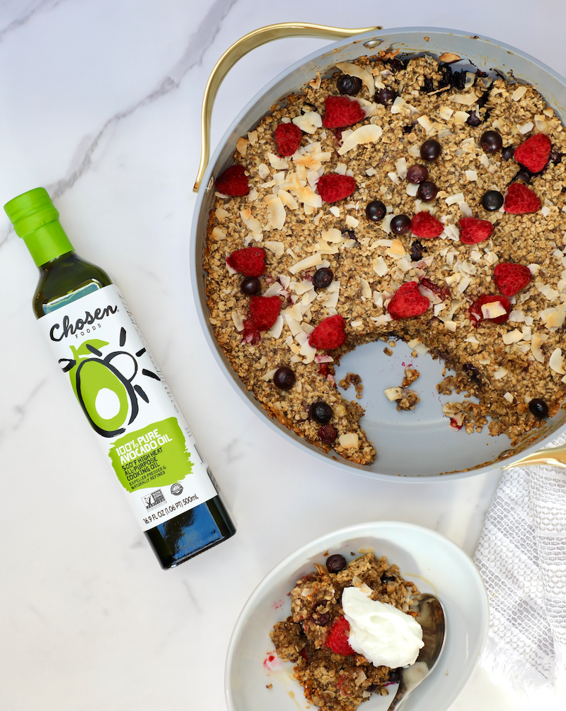 Baked Berry Oatmeal made with Chosen Foods 100% Pure Avocado Oil