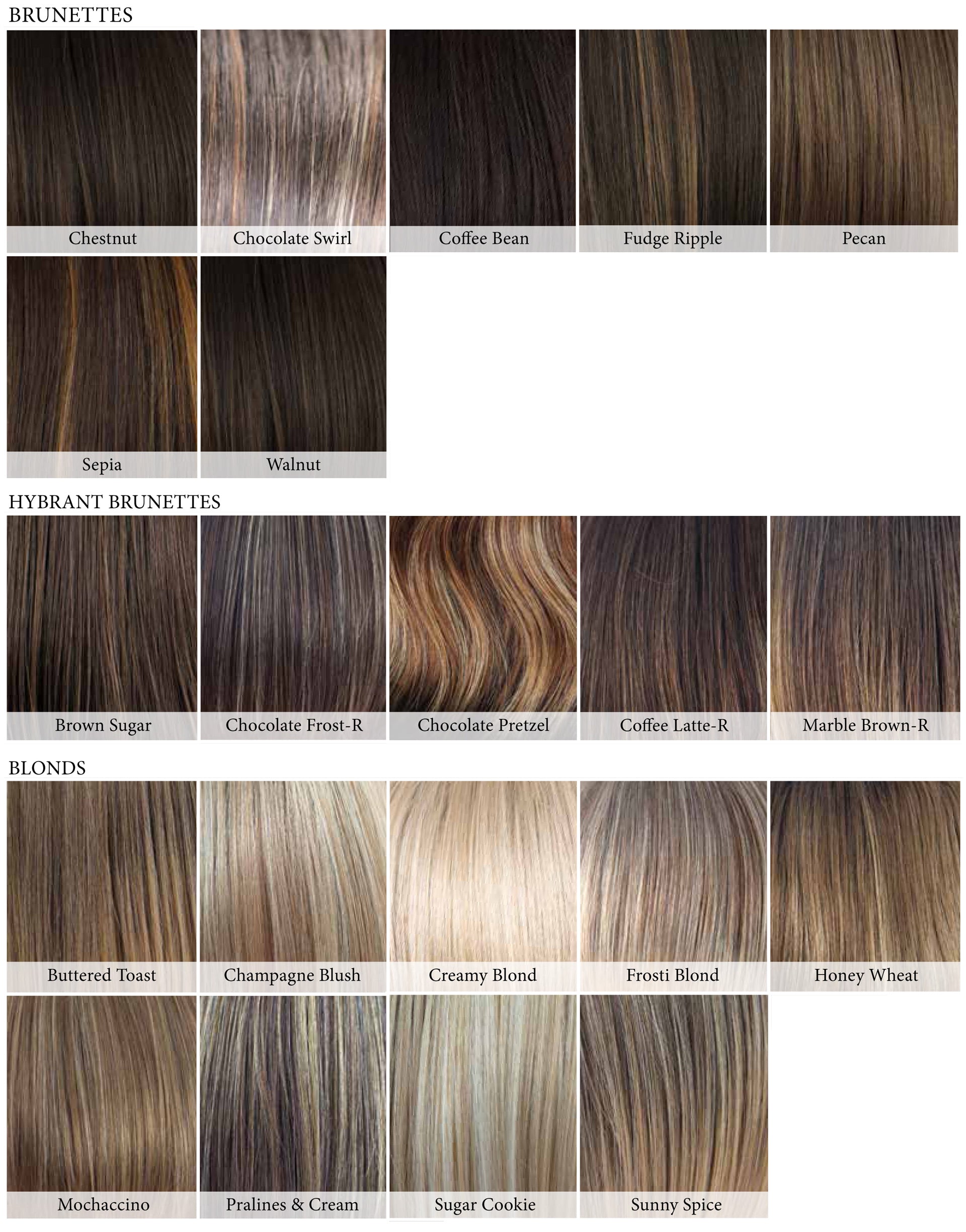 Orchid Collection Color Guide – Crystal Bella Wigs