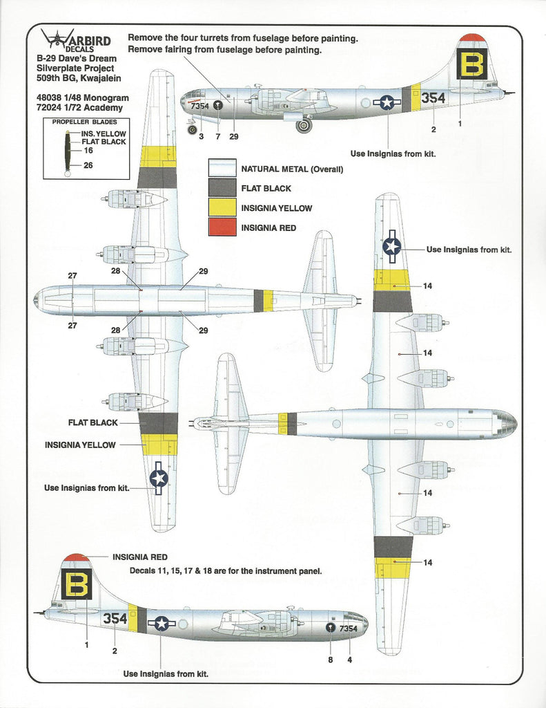 Colorful B-29 Superfortress Decals 1/48 Cosmic Research, Dave's Dream ...