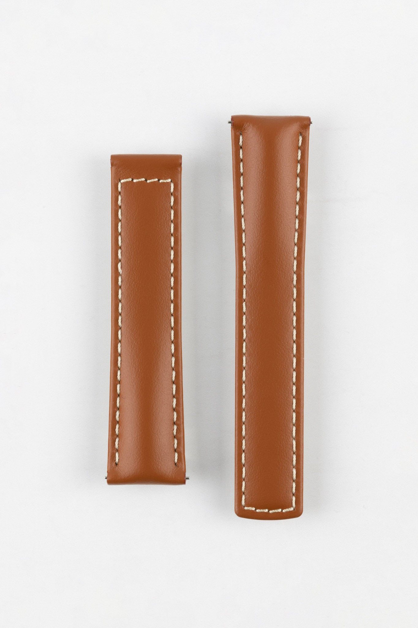 Hirsch SPEED Calfskin Deployment Watch Strap in GOLD BROWN/WHITE - HS by WatchObsession product image