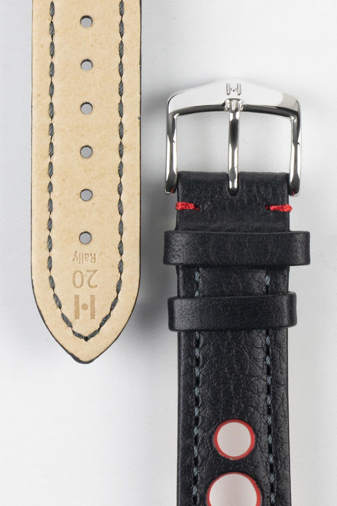 Watch strap Louisville 18mm black racing look light stitching