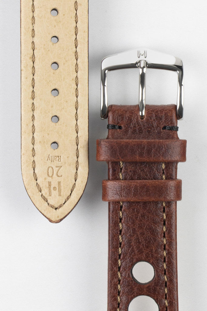 Meyhofer EASY-CLICK watch strap Stanley 18mm light brown saddle leather  smooth light stitching