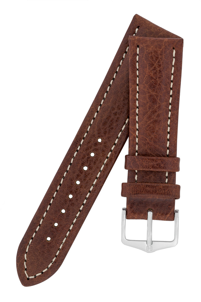 Hirsch BUFFALO Calf Leather Watch Strap in BROWN | HirschStraps by WO ...
