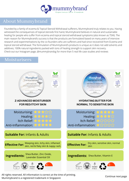 Comparison of Mummybrand Hydrating Butter vs Z-Advanced Moisturiser