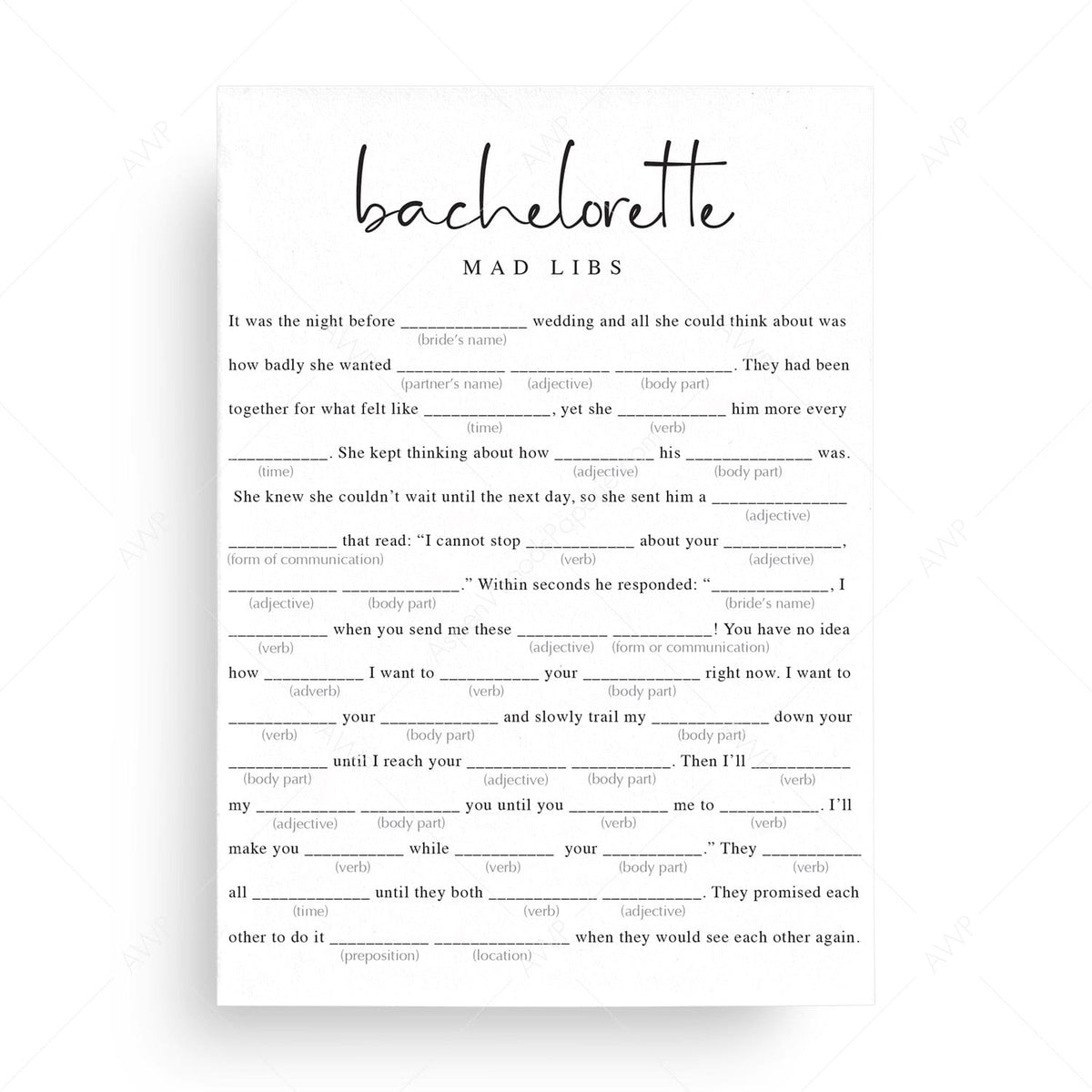 Bachelorette Mad Libs Free Printable