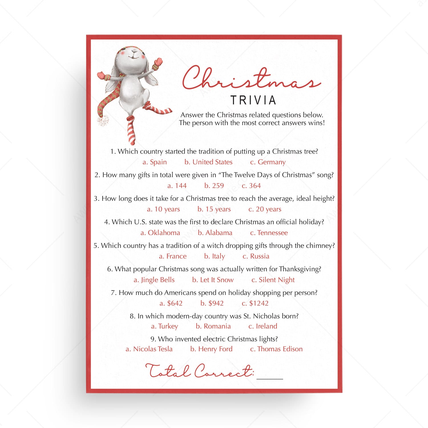 printable christmas trivia sheets