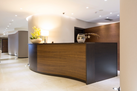 Curved reception desk