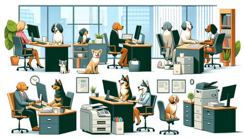 Dogs in an office