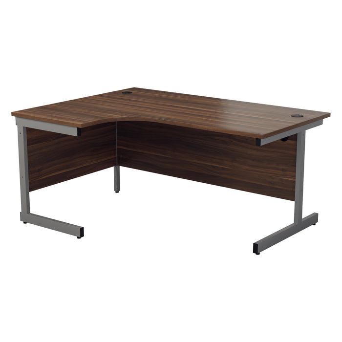 One Cantilever Crescent Office Desk - 1600mm x 1200mm Corner Office Desks TC Group Walnut Silver Left Hand