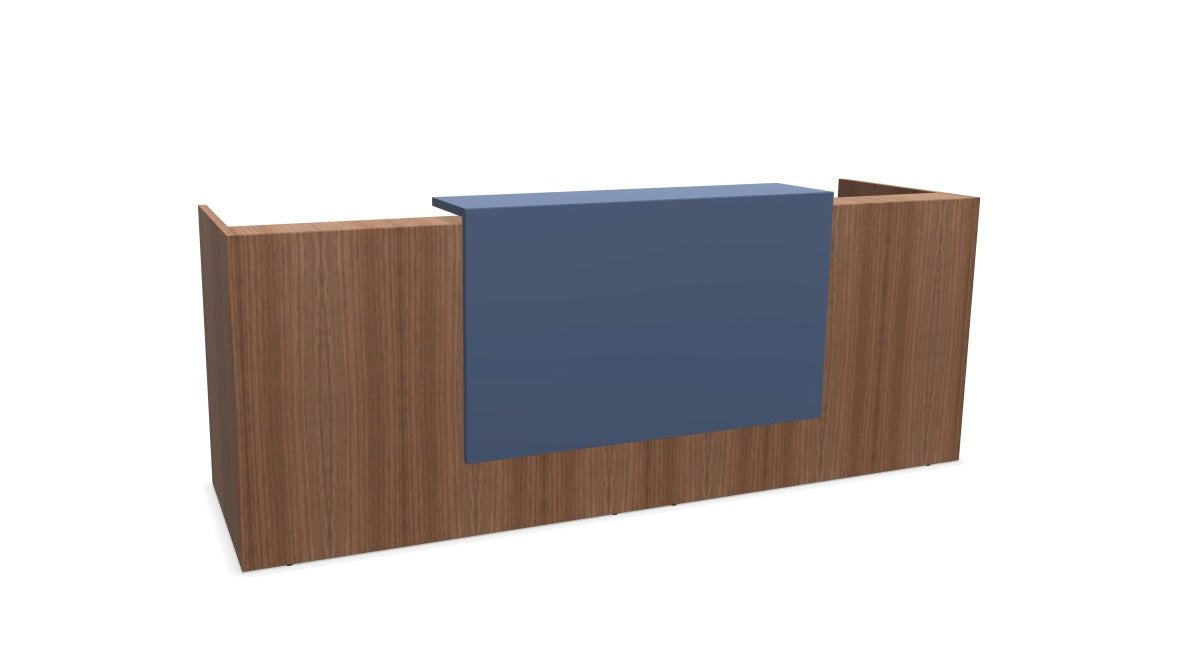 Z2 Medium Straight Reception Desk Reception Desk Quadrifoglio 2050mm Walnut Pigeon Blue