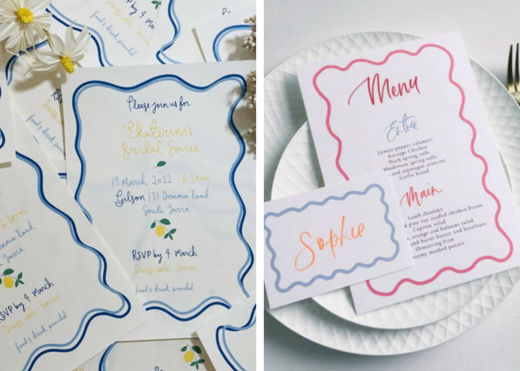 Bright and Colourful Wedding invitations and menus
