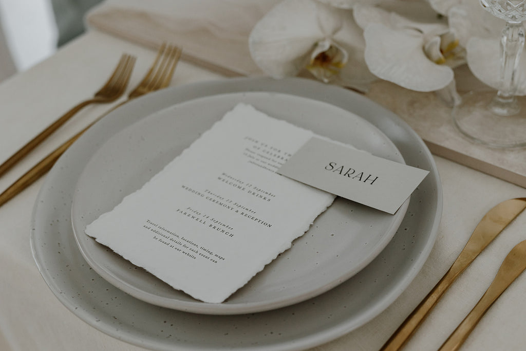 Wedding place setting with menu and place card 