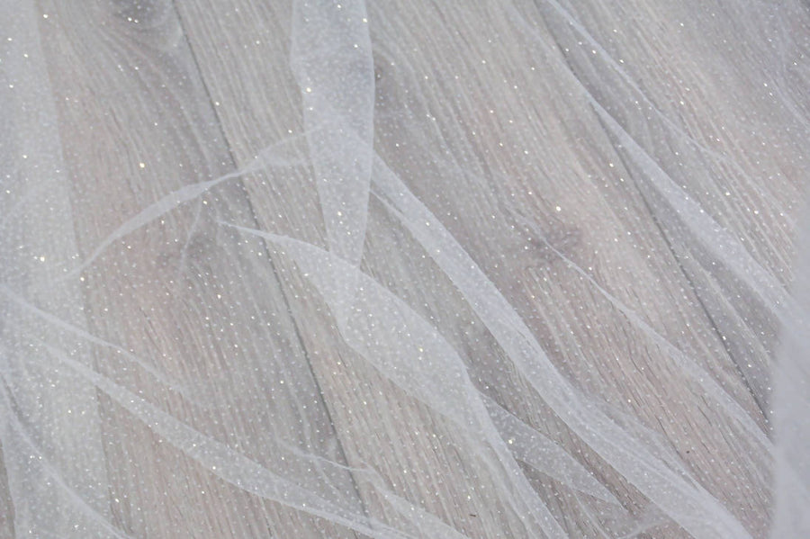 One Tier Glittery Cathedral Length Veil