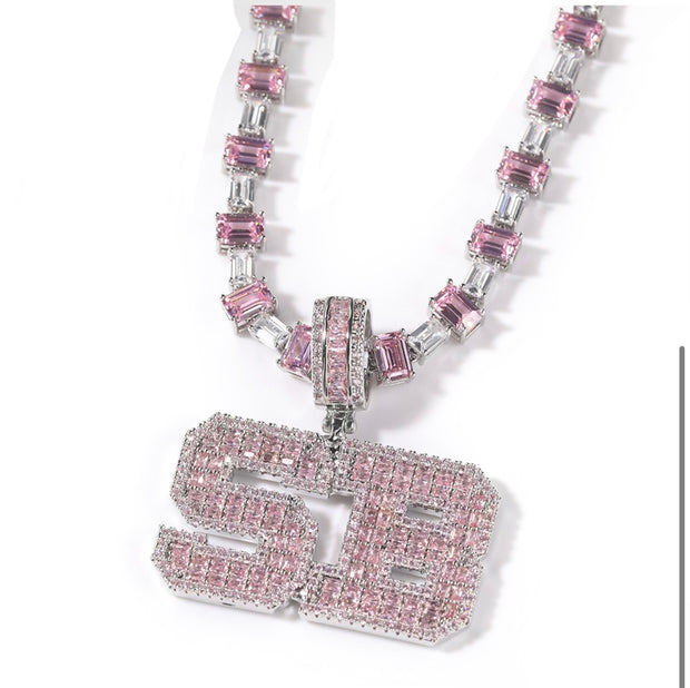 Custom Square pink name necklace