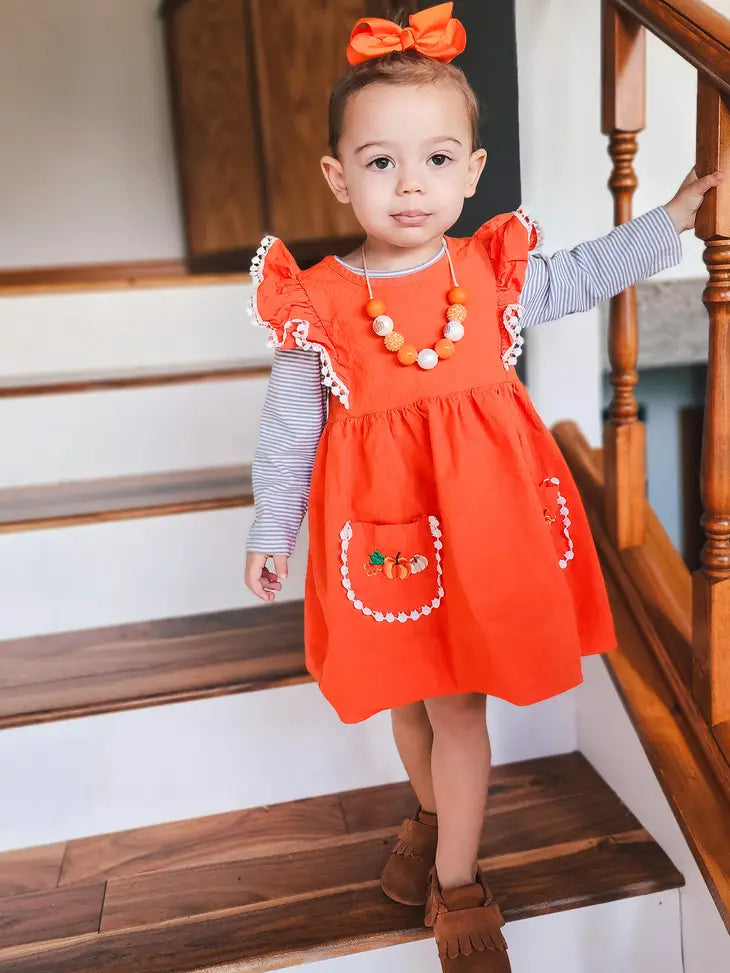 Girls Orange Fall Dress Pumpkin