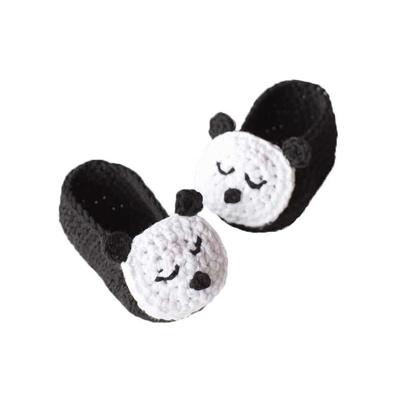 BB&Co - Chaussons velours brodé Panda blanc/noir par BB&Co