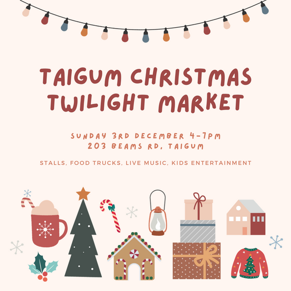 Taigum Christmas Twilight Market. Festive decorations and Christmas lights.