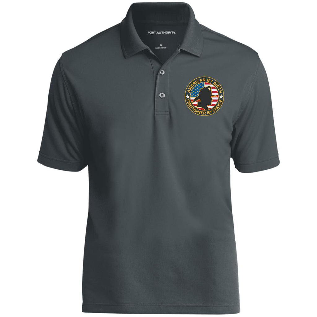 American By Birth Firefighter By Choice Man K110 Dry Zone UV Micro-Mesh Polo