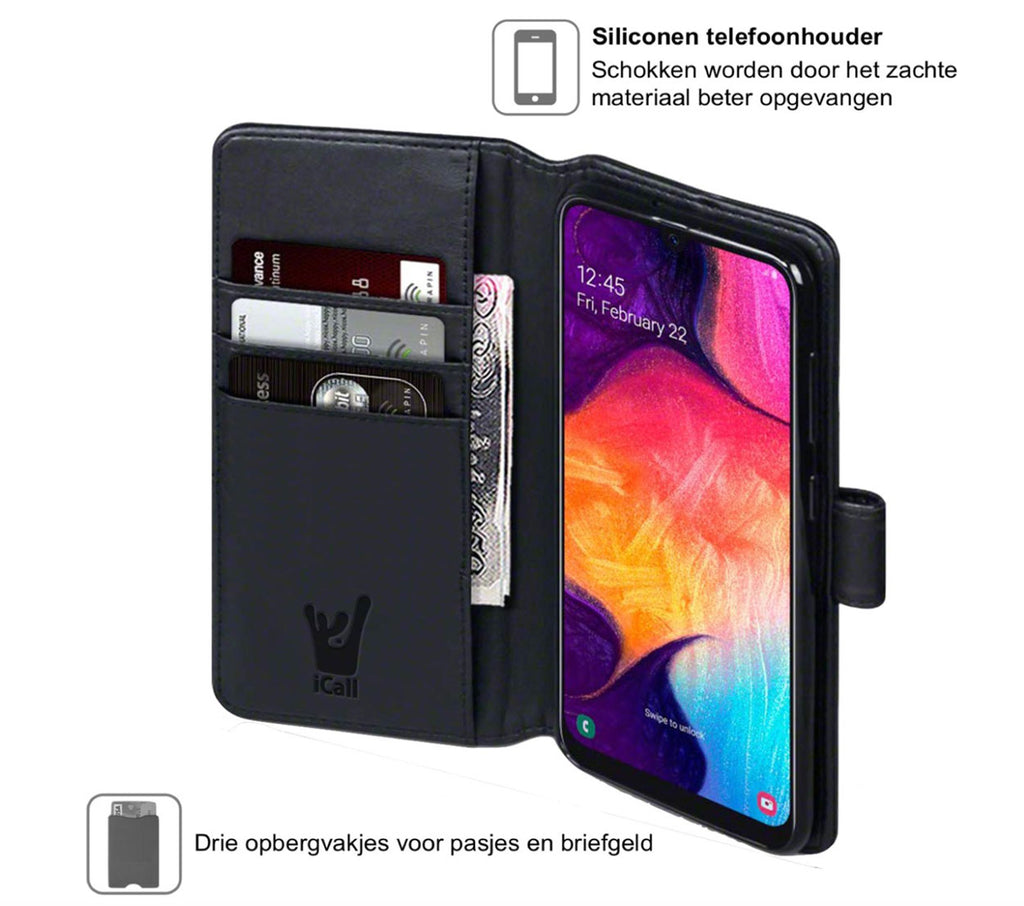 lawaai smaak Kolonisten Samsung Galaxy A50 Hoesje - Book Case Portemonnee - iCall - Zwart –  iCallshop.nl