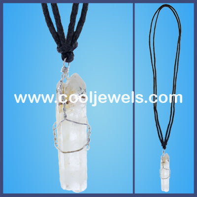 Natural Quartz Crystal Pendant on Adjustable Rope Necklace – BlueRica