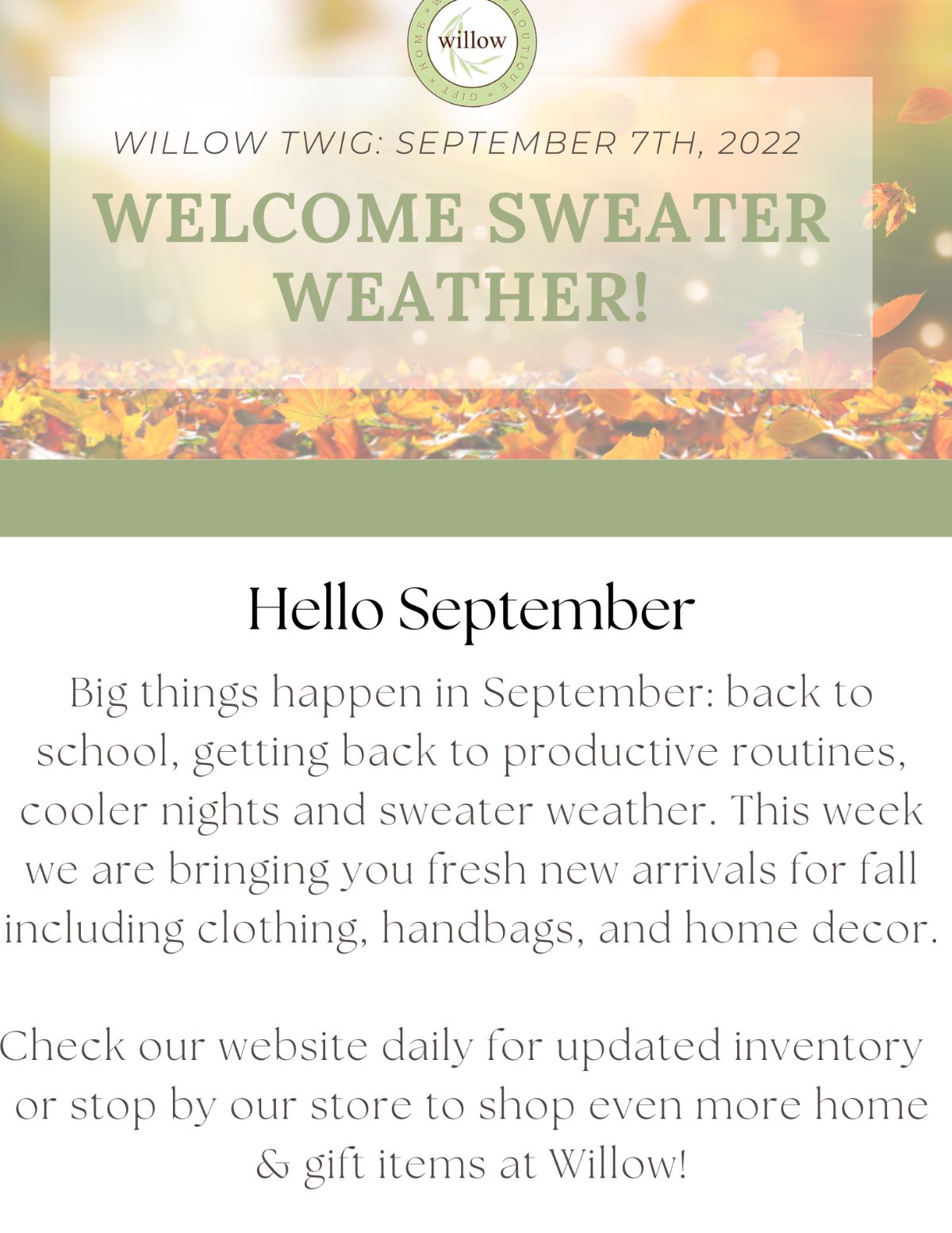 Welcome Sweater Weather