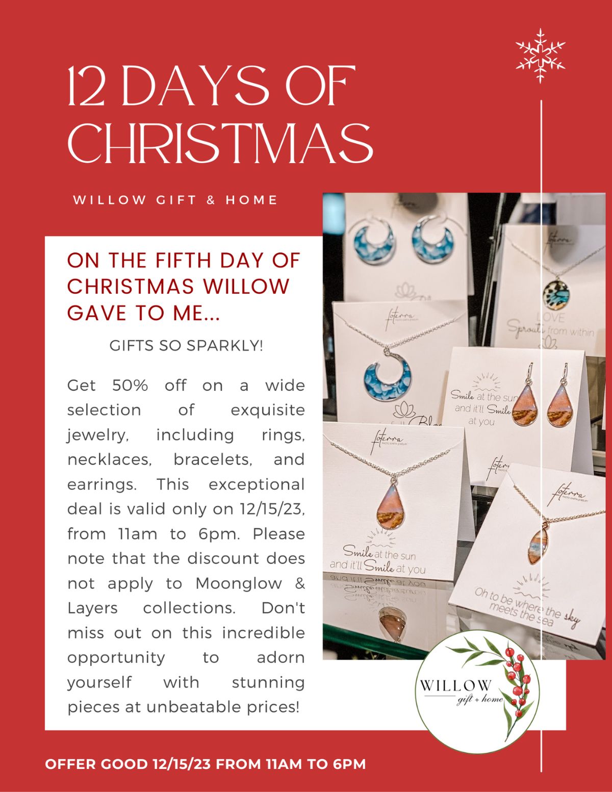 On the fifth day of christmas Willow gave to me ...