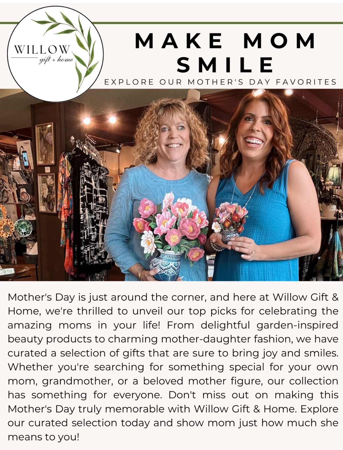 Make mother smile with gifts from Willow Gift & Home