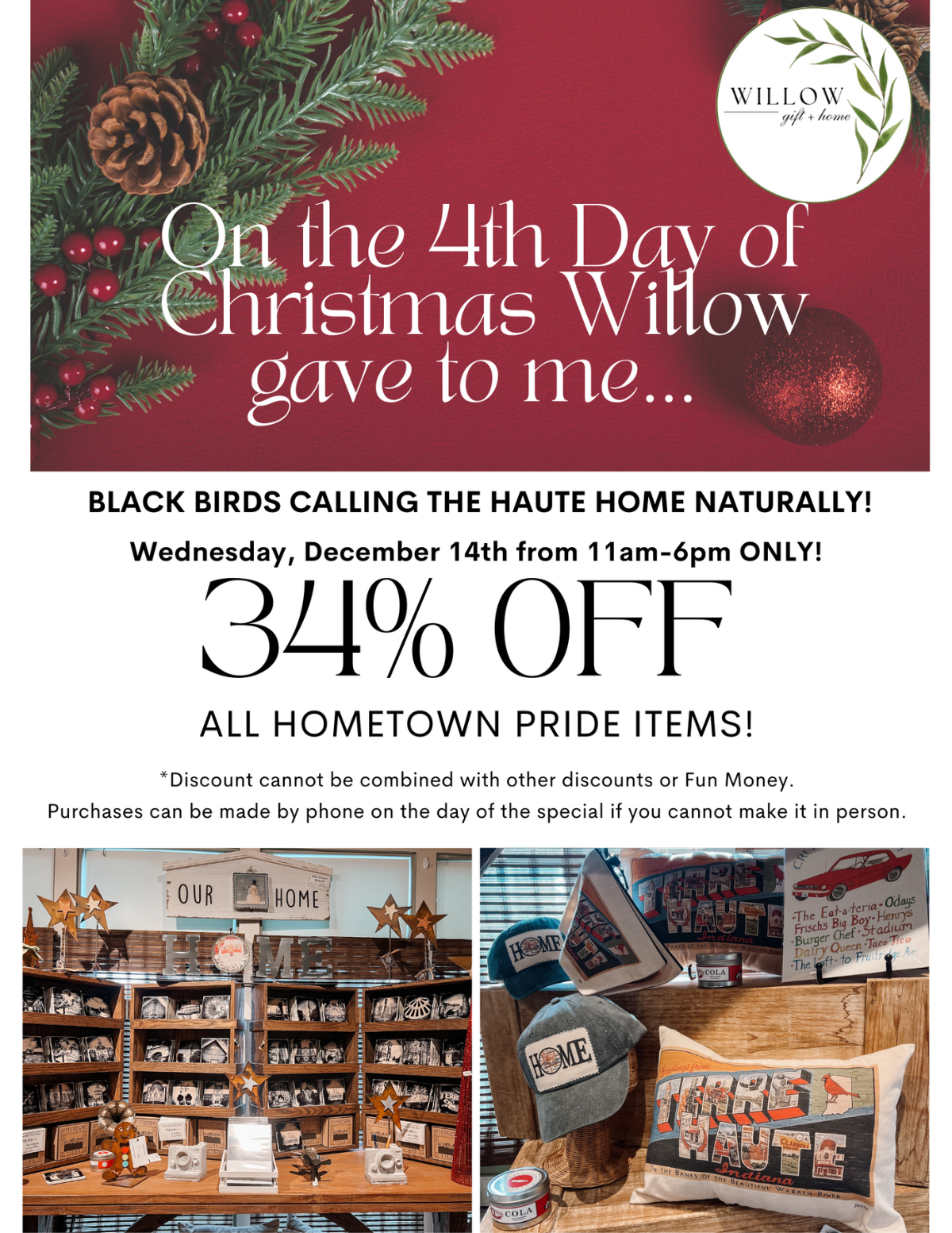 12 Days Of Christmas Sale - 4Th Day Of Christmas Willow Gave To Me ... –  Willow Gift & Home