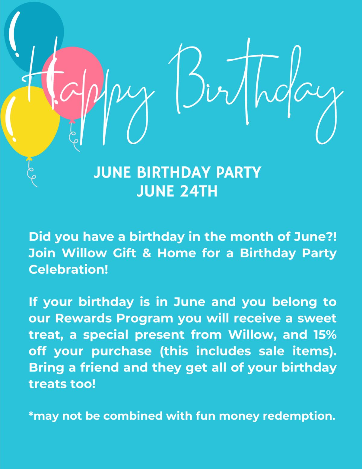 Birthday Party at Willow Gift & Home
