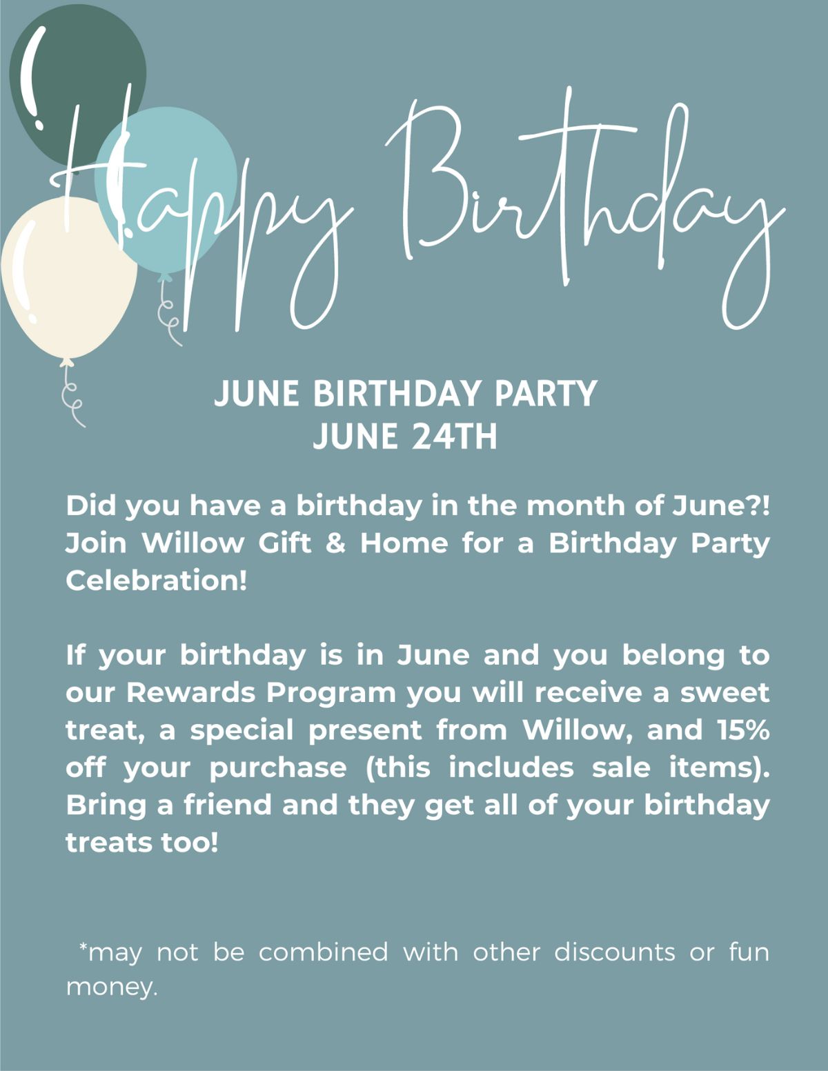 June Birthday Party will be on June 24th