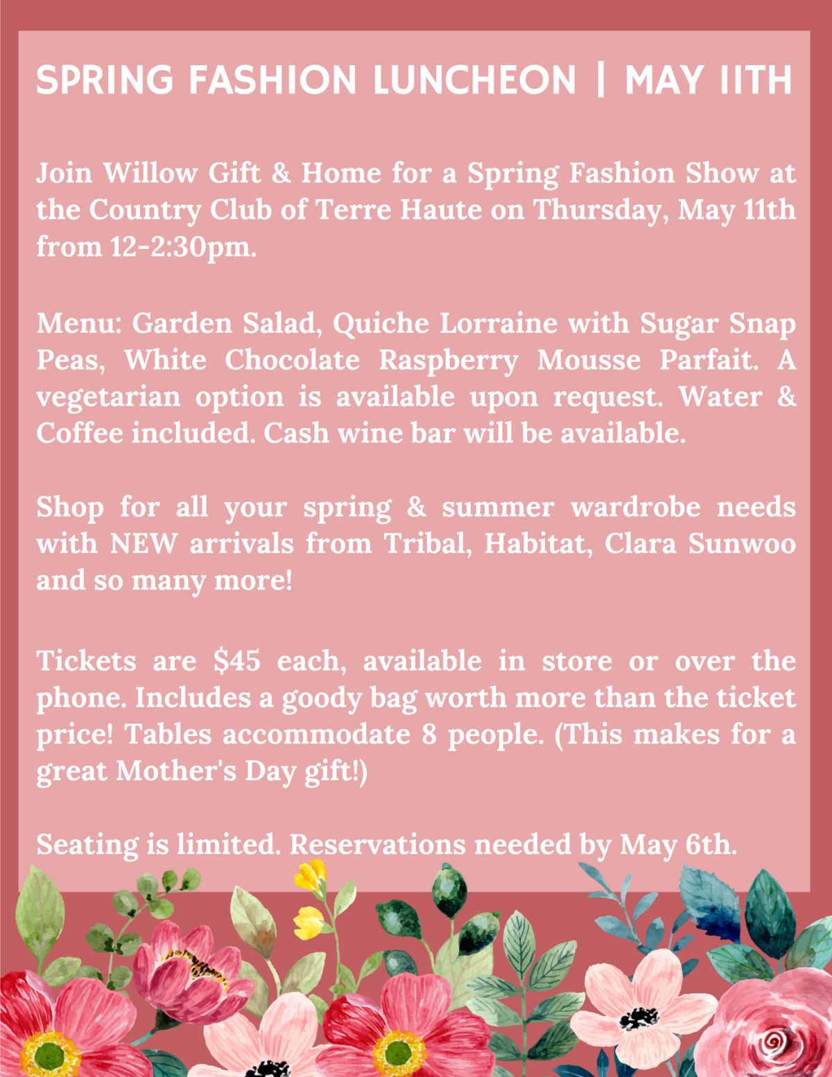 Spring Fashion Luncheon May 11
