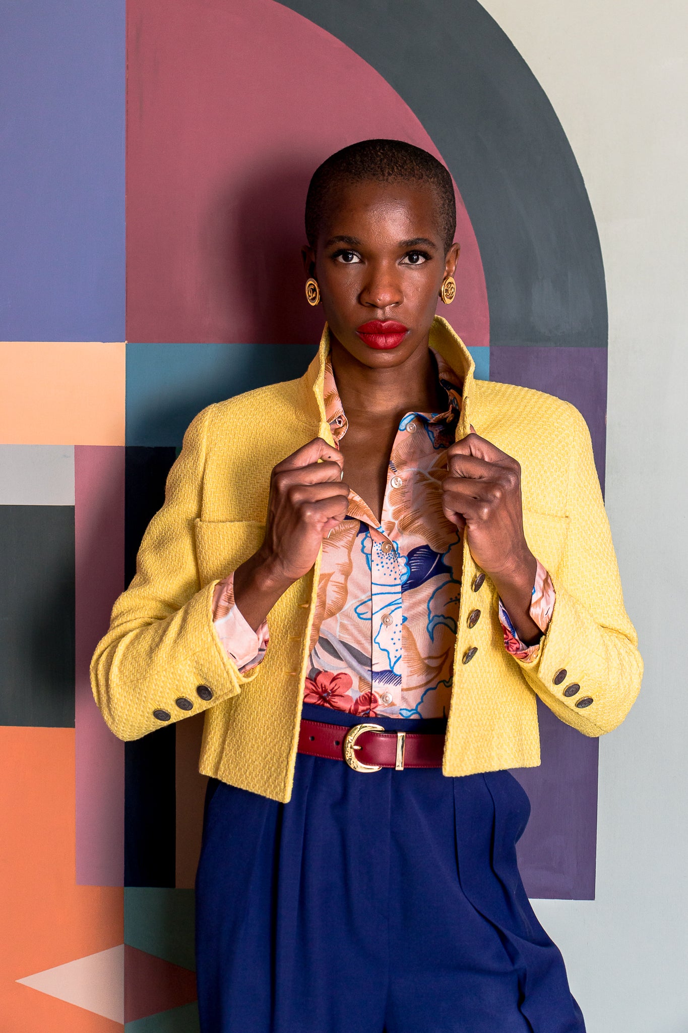 Recess Los Angeles Vintage Consignment Monica Ahanonu Chanel Yellow Basketweave Tweed Jacket