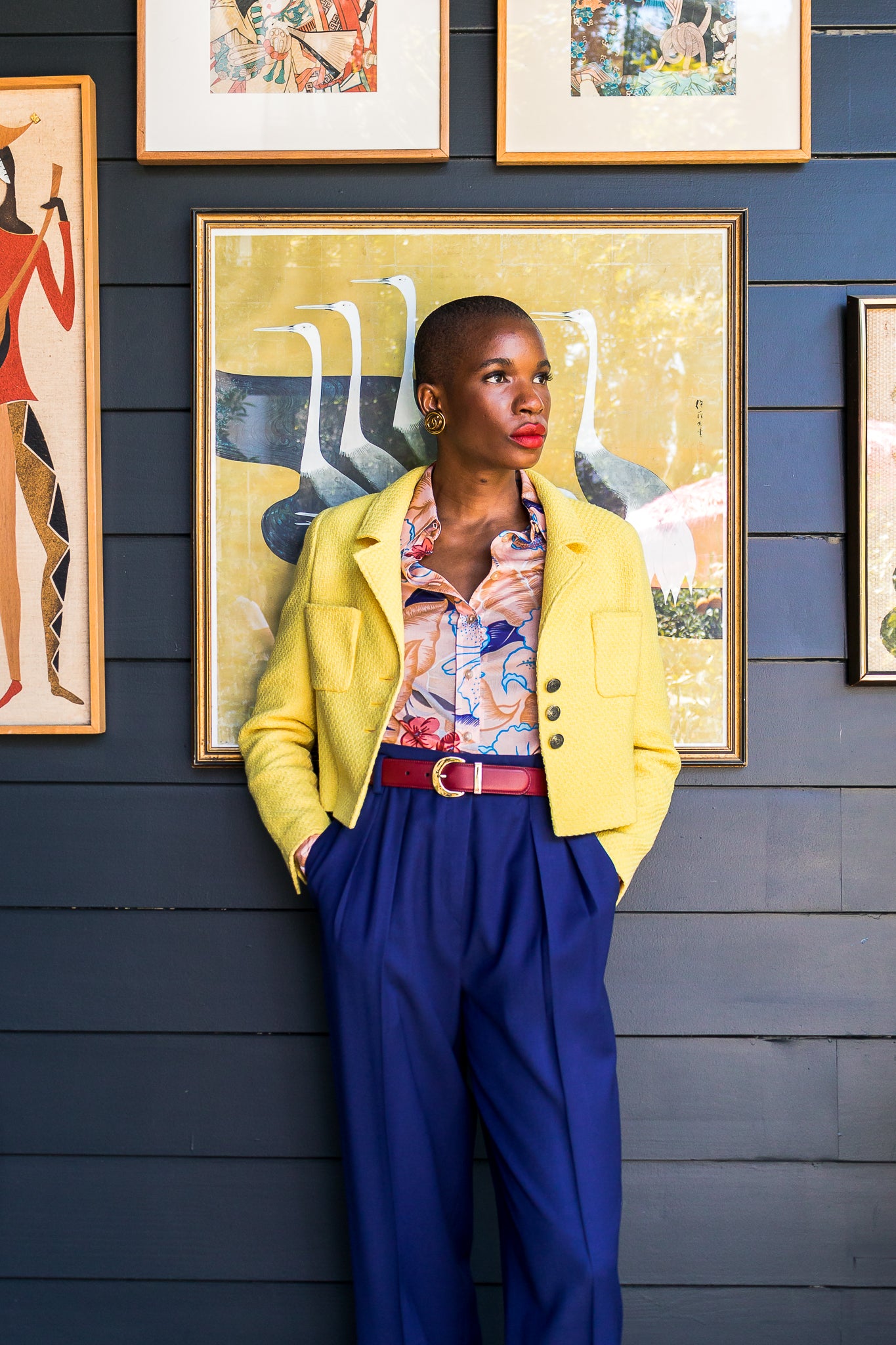 Recess Los Angeles Vintage Consignment Monica Ahanonu Chanel Yellow Basketweave Tweed Jacket