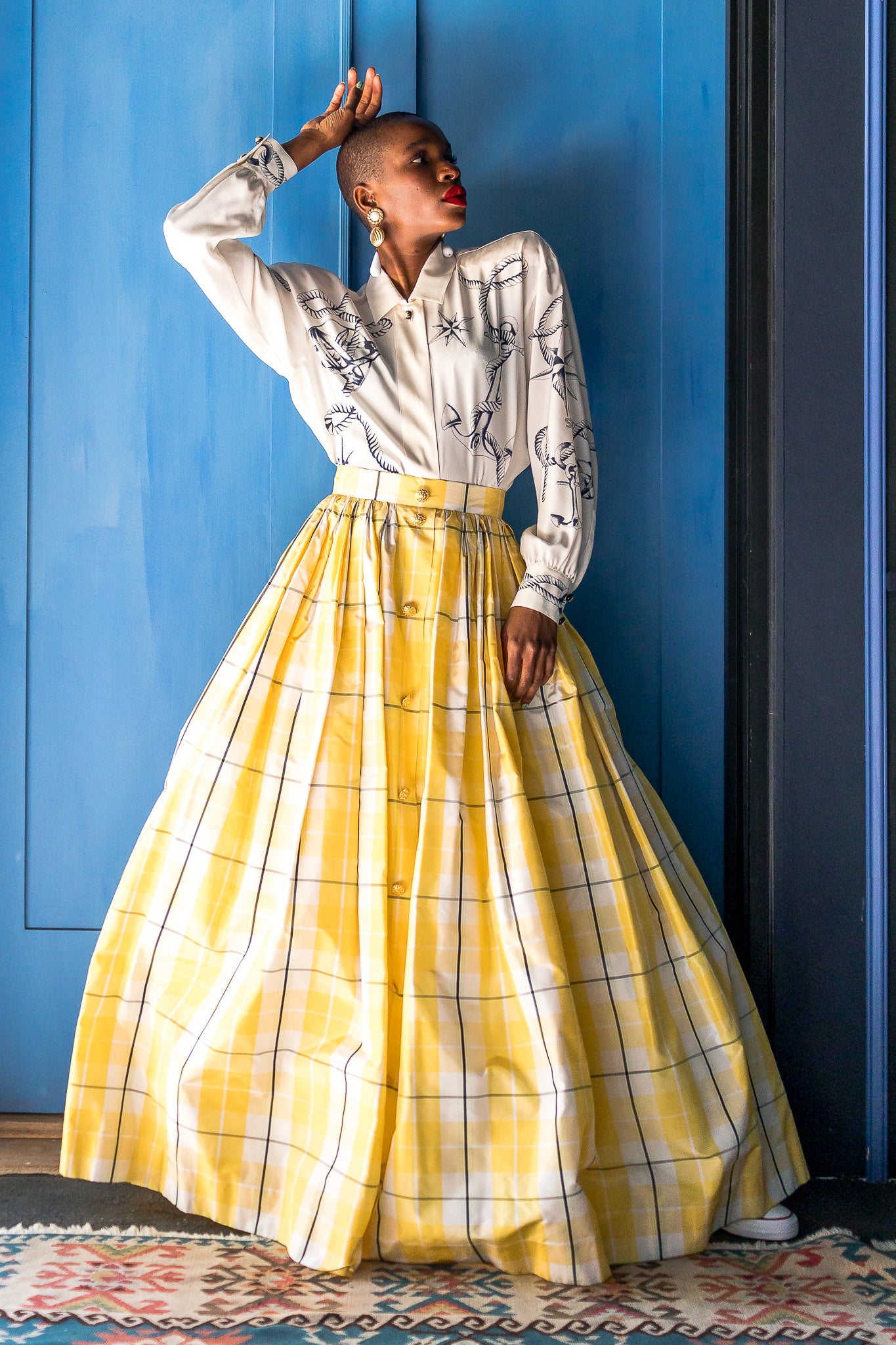 Recess Los Angeles Vintage Consignment Monica Ahanonu Escada Ball Skirt Blue Door