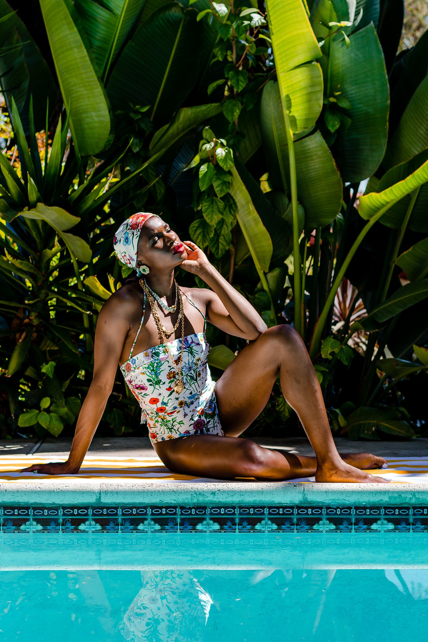 Recess Los Angeles Vintage Consignment Monica Ahanonu Gucci Flora Swimsuit Poolside