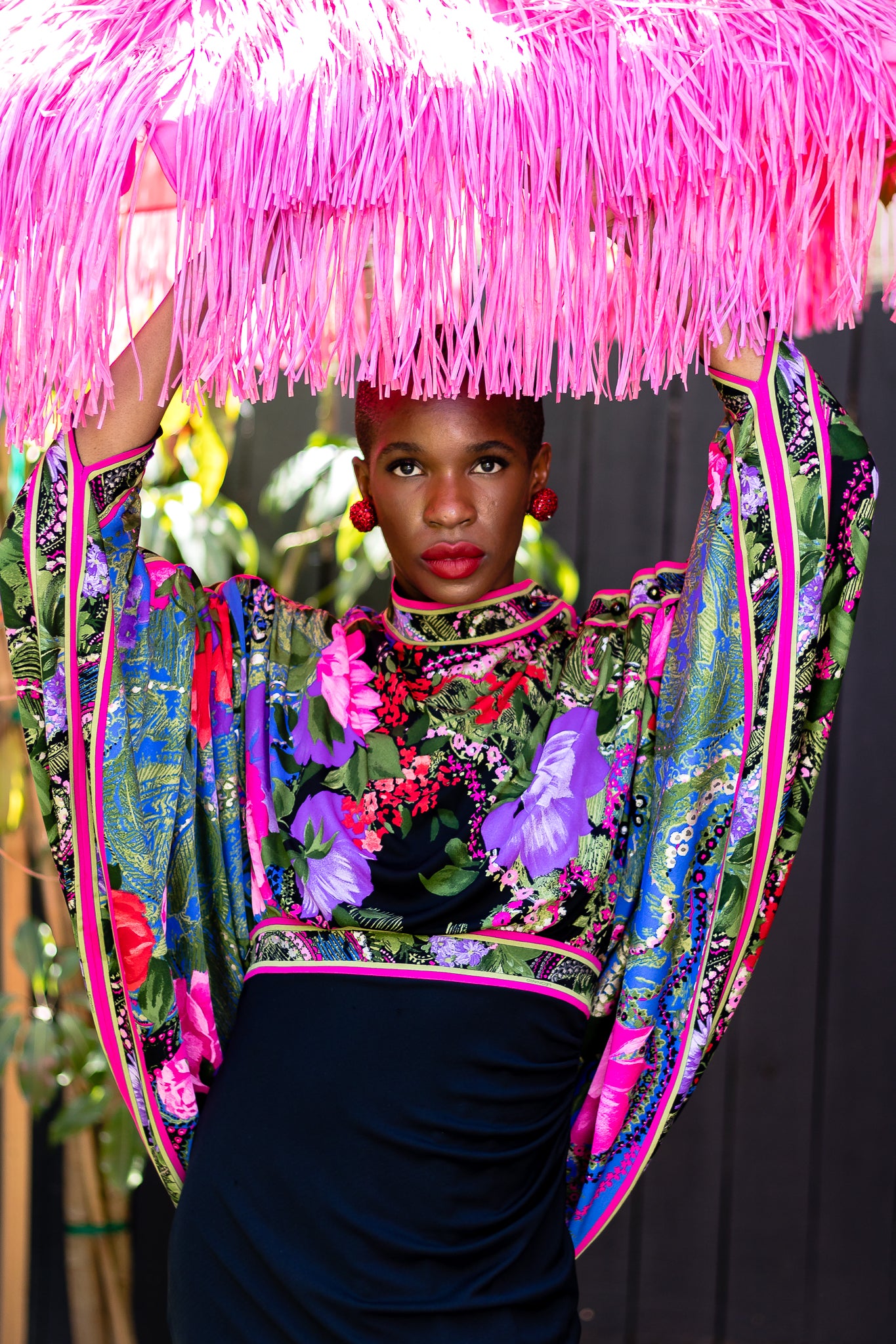 Recess Los Angeles Vintage Consignment Monica Ahanonu Leonard Floral Cape Dress
