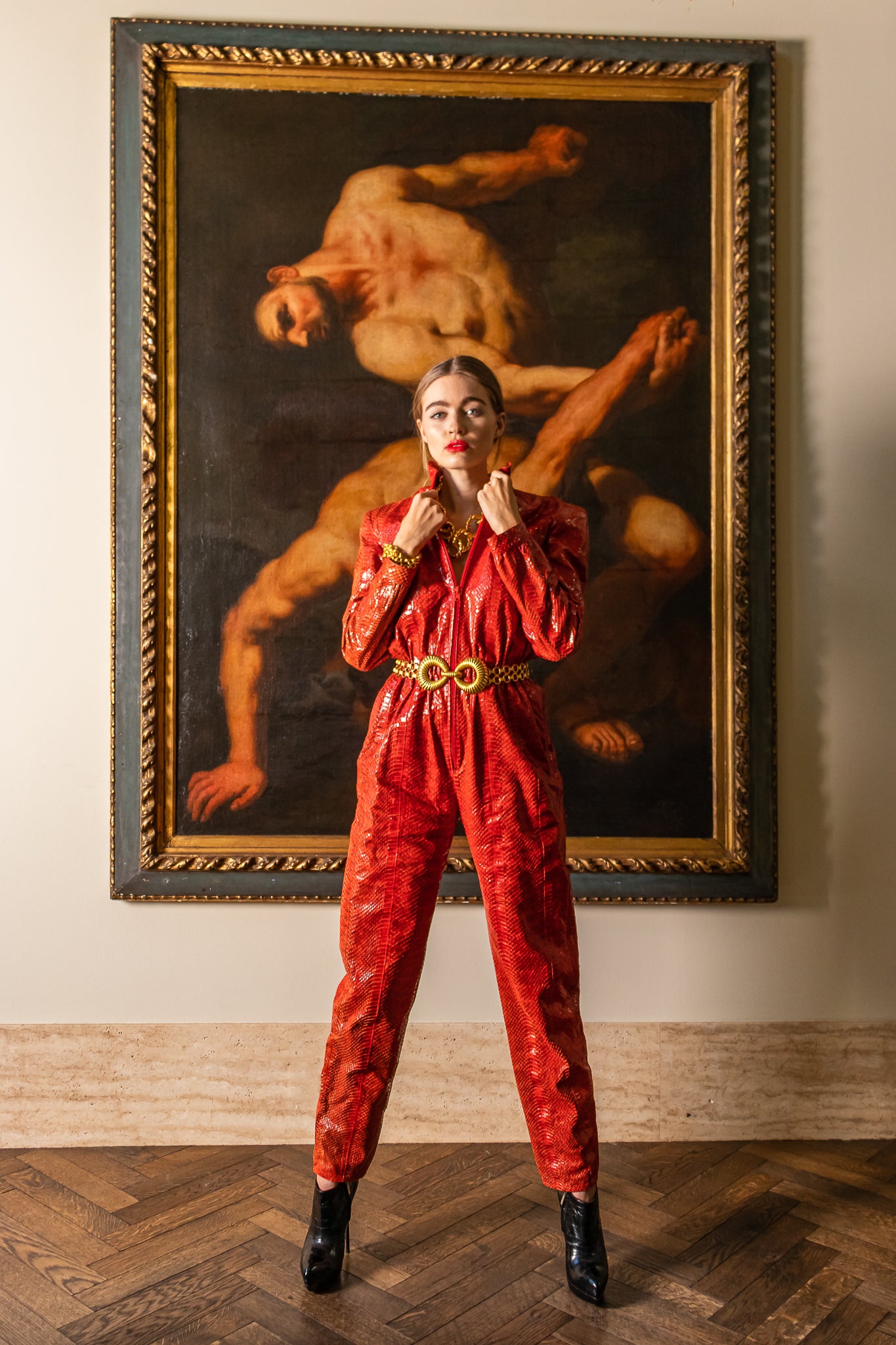 Hannah in Red Whipsnake Jumpsuit & Chanel Necklace @ Recess LA Vintage ACA Virtual