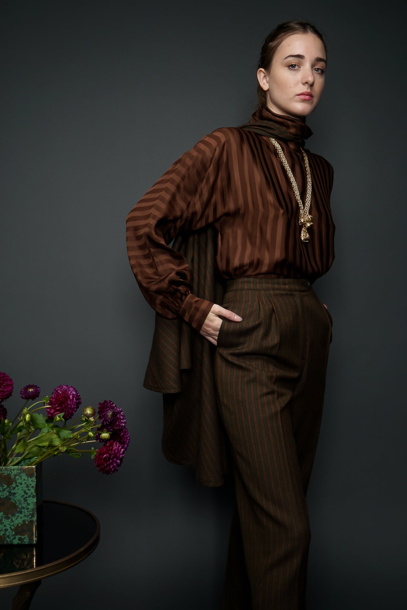 Girl wearing Chloe Tweed Cape & Trouser Set at Recess LA Designer Vintage Consignment