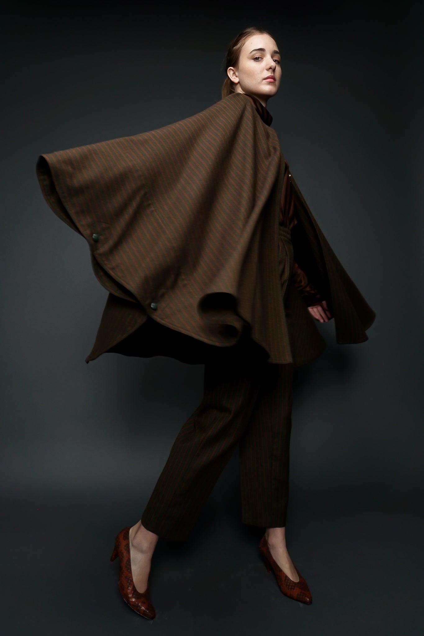Girl wearing Chloe Tweed Cape & Trouser Set Fling at Recess LA Designer Vintage Consignment