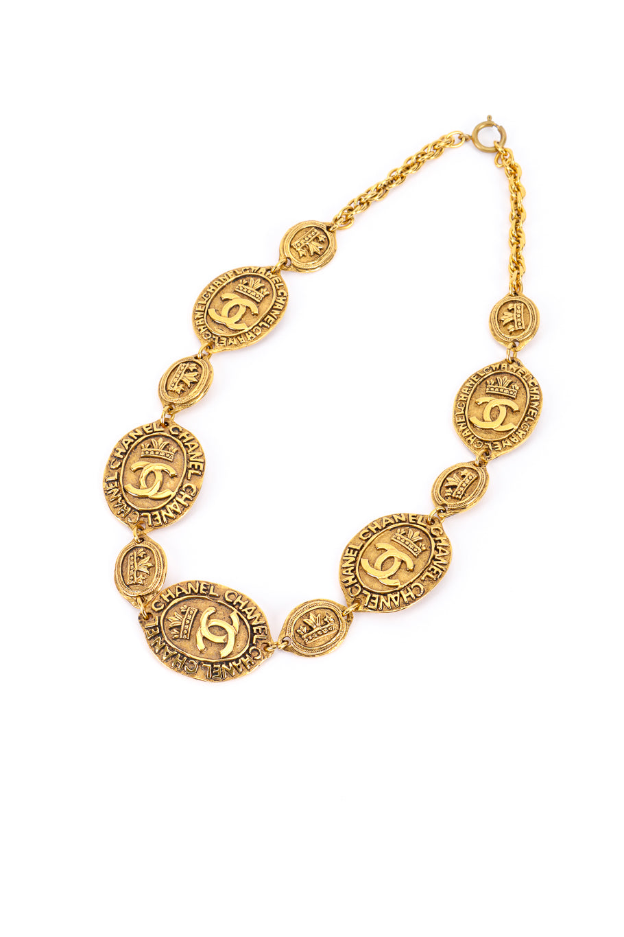 Vintage Chanel CC Medallion Ball Link Gold Chain Belt Recess Los