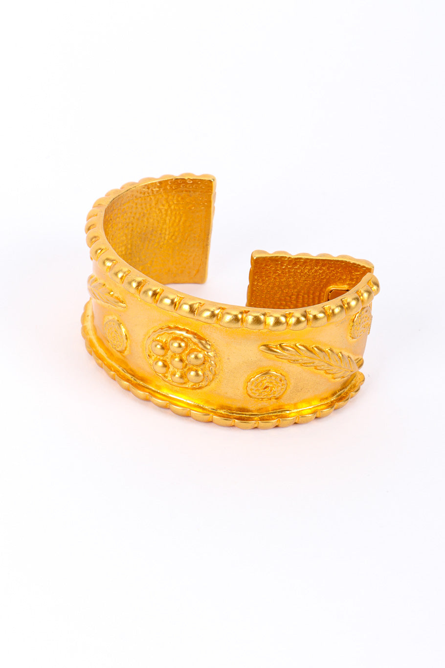Matte Hinged Recess Les Bracelet Unsigned Vintage Cuff Gold Bernard –