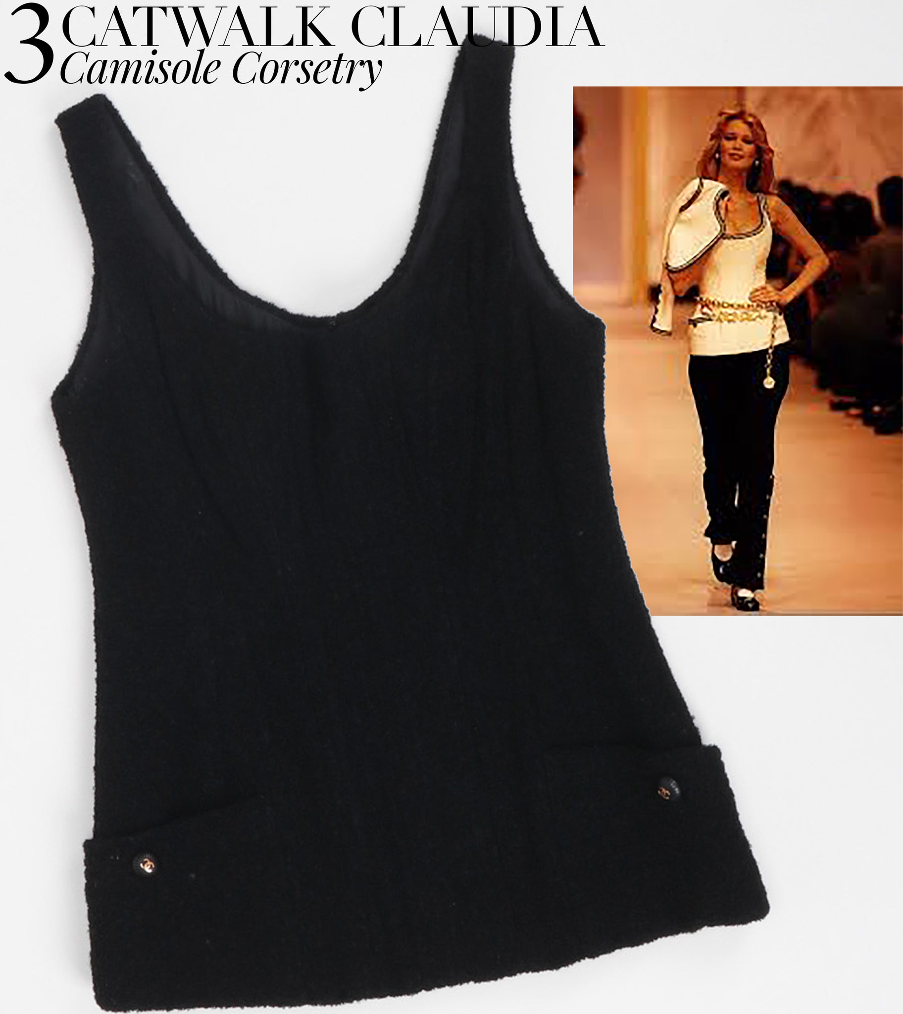 RECESS Los Angeles Vintage Dress Code Coco Chanel Wardrobe Timeless Staples Claudia Schiffer Catwalk Camisole Corsetry