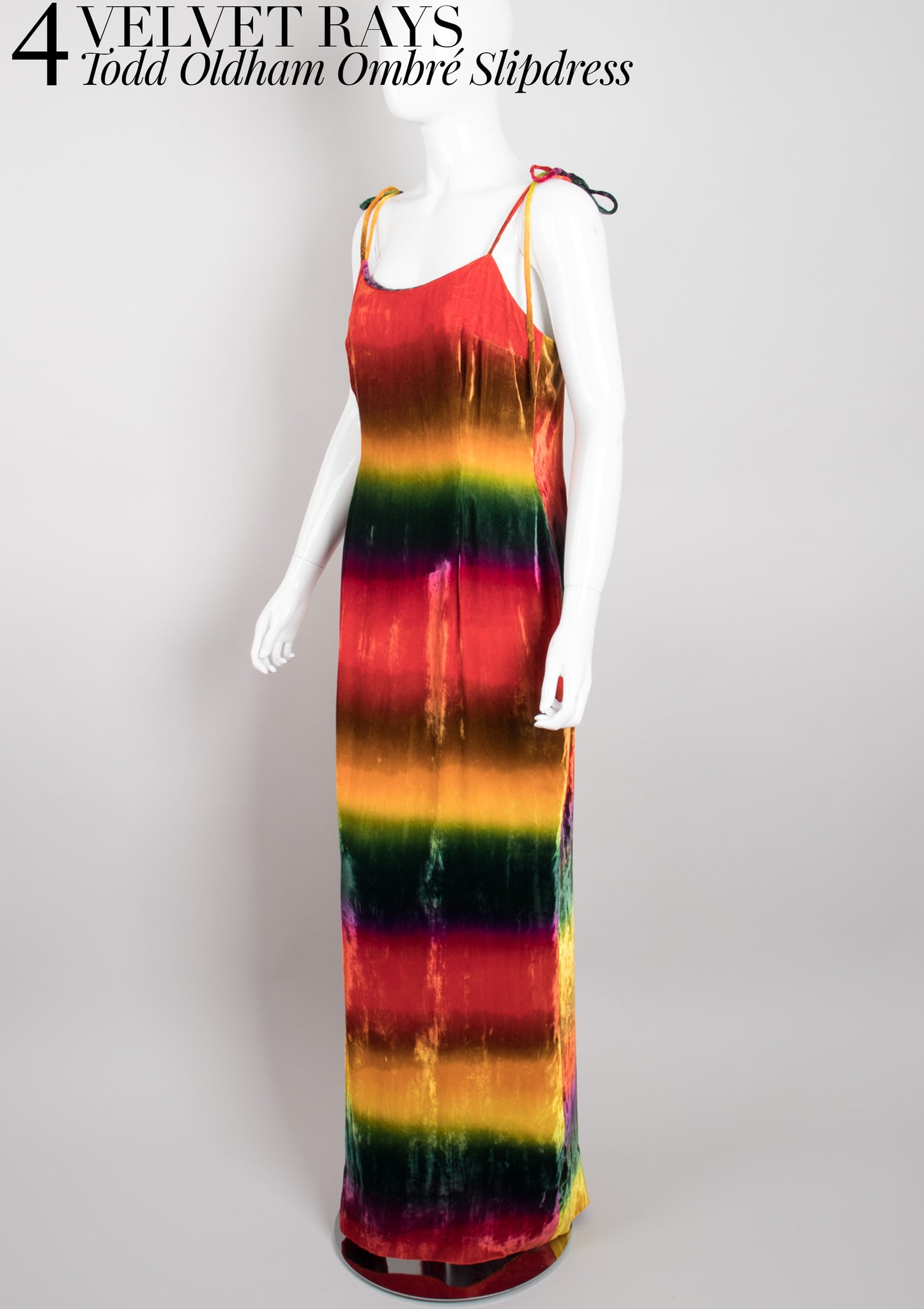 RECESS Los Angeles Vintage Dress Code Fall Transition Todd Oldham Rainbow Ombre Velvet Slip Dress