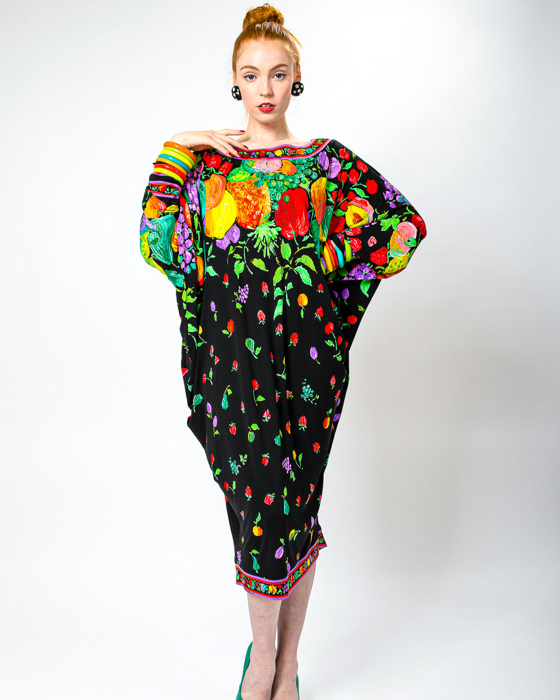 Emily O'Dette in Fruit Floral Dolman by Leonard