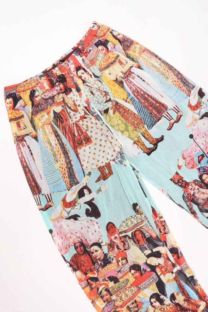 Recess Los Angeles Dress Code Vintage Designer Consignment Jean Paul Gaultier Soleil Mesh Bollywood Print Pant 