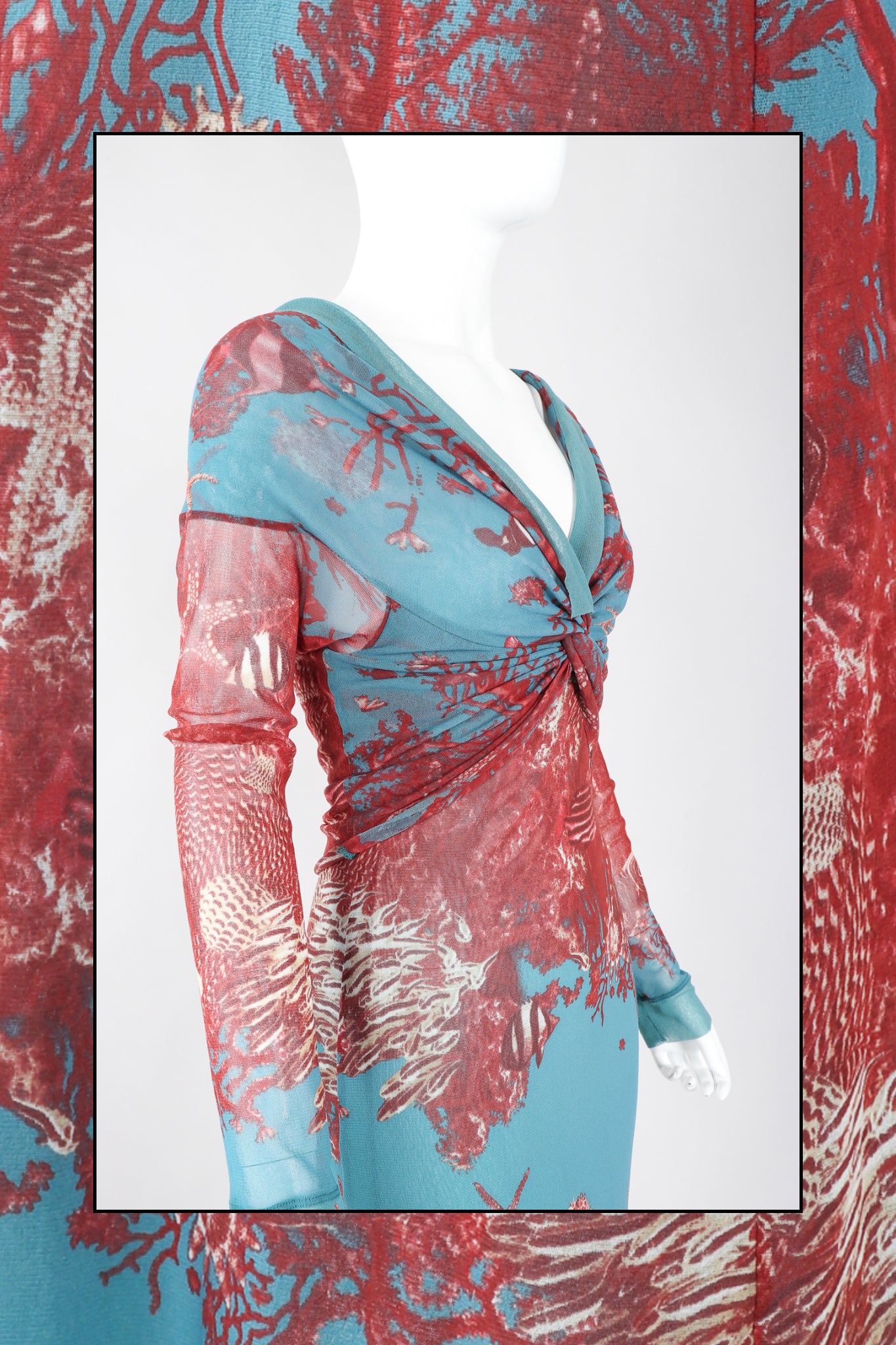 Recess Los Angeles Dress Code Vintage Designer Consignment Jean Paul Gaultier Soleil Mesh Coral Reef Dress